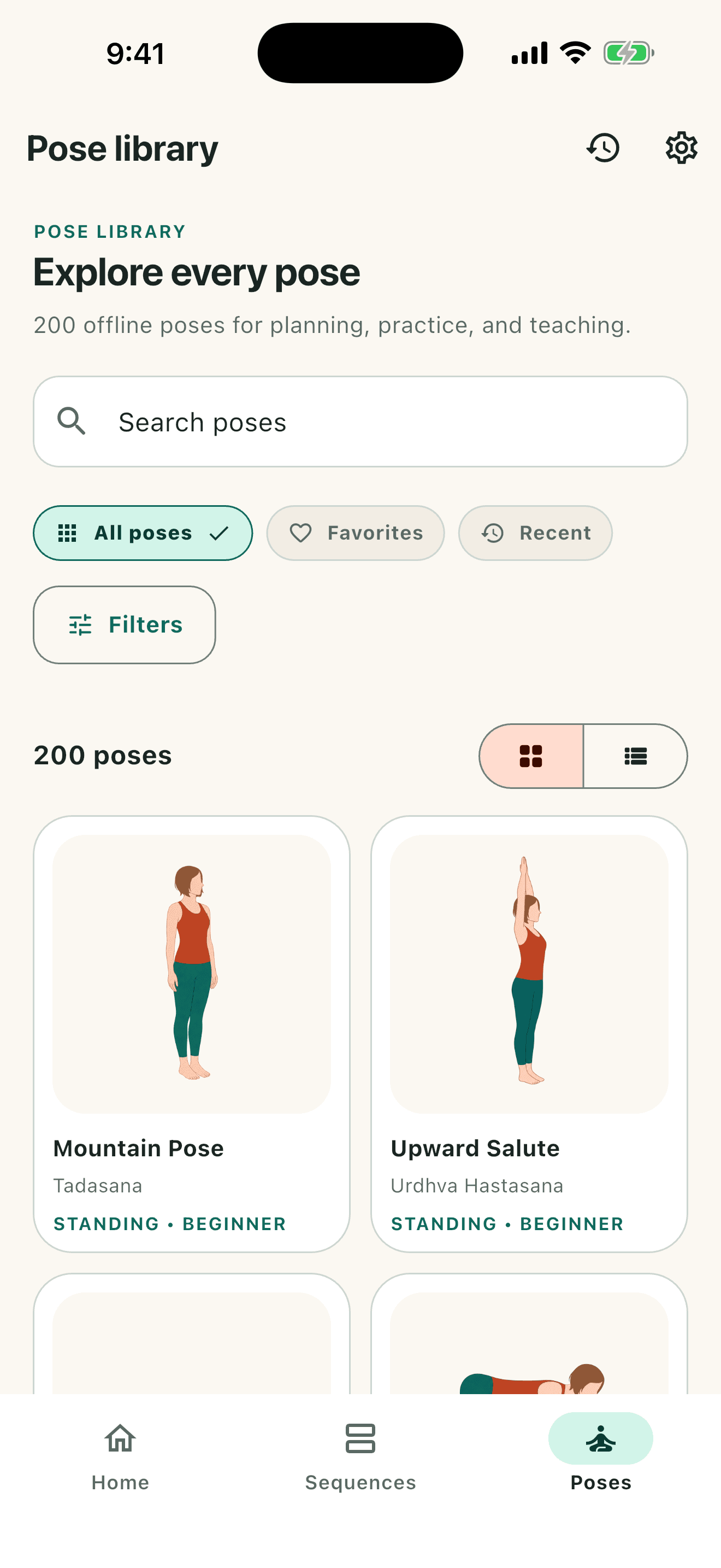 The pose library in grid view showing illustrated poses